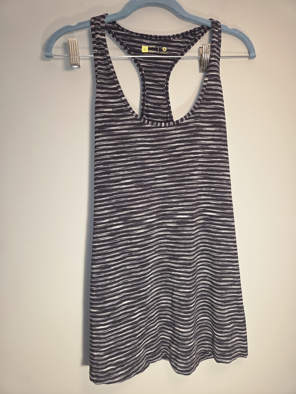 Xersion Black & White Striped Racerback Tank